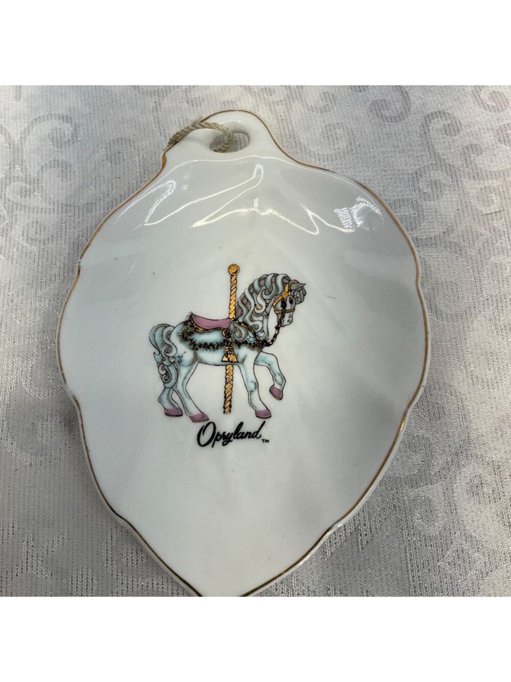 Opryland Carousel Horse Ceramic Trinket Dish With Gold Trim 6.5"x5" Vintage Made